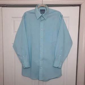 Stafford Essentials Everyday Shirt Size 16 32/33 Teal Blue Shirt